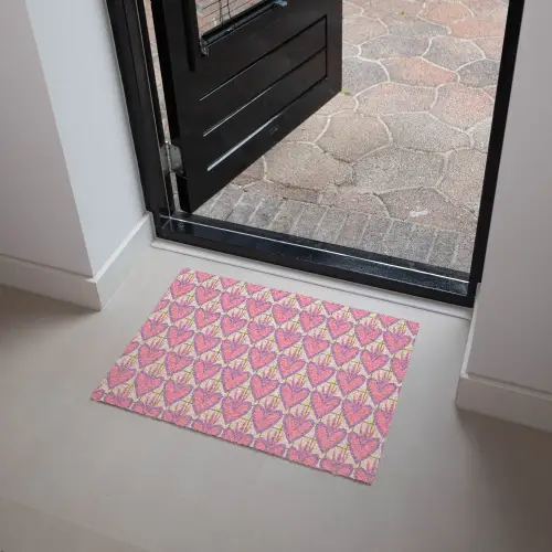 Patroon - Roze - Hartjes Deurmat klein 898 -sfeer5