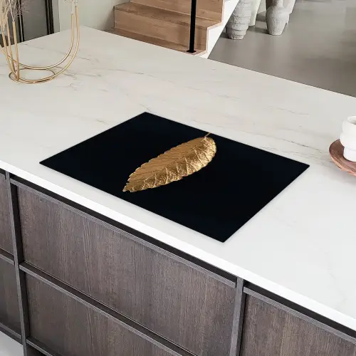 Bladeren - Zwart - Goud - Luxe - Natuur Inductie beschermer vinyl 3mm klein -sfeer8
