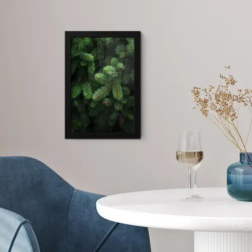 Sparrentakken - Knoppen - Naalden - Groen fotolijst zwart zonder passe partout klein -sfeer4