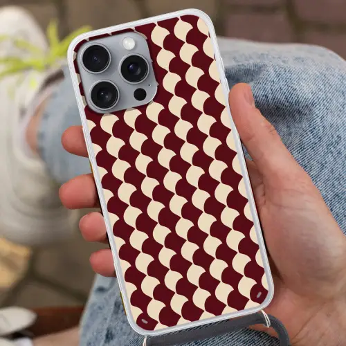 Rood - Tegelpatroon - Crème Hoesje iPhone 16 Pro Max met koord klein 804 -sfeer3