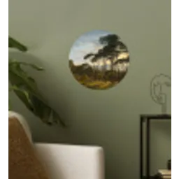 Italiaans landschap met parasoldennen - Schilderij van Hendrik Voogd Wandcirkel behangsticker klein -sfeer2