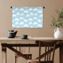 Wolken - Illustratie - Blauw Wandkleed katoen klein 269 -sfeer6