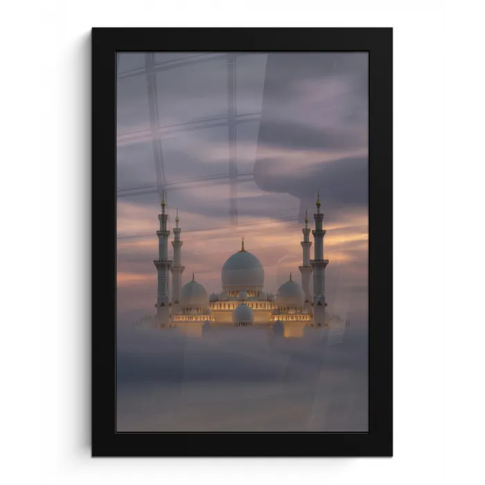 Zonsondergang - Moskee - Wolken fotolijst zwart zonder passe partout klein -3d