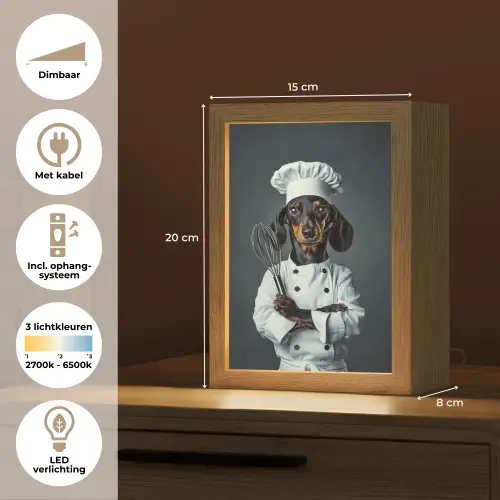 Hond - Garde - Kok Light Box met kabel (Tafellamp) klein -USP_NL
