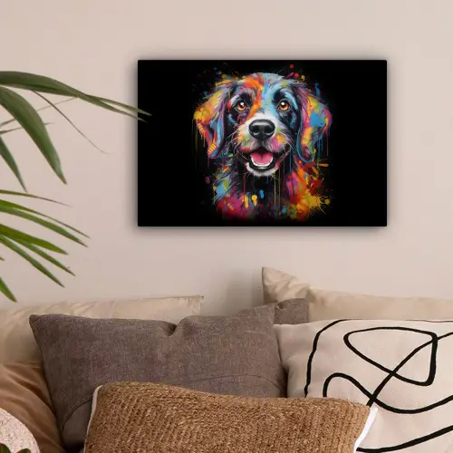 Graffiti - Hond - Zwart - Kleuren canvas 2cm klein -sfeer1