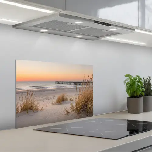 Pier - Zonsondergang - Strand keuken achterwand spatscherm klein -3d_schuin