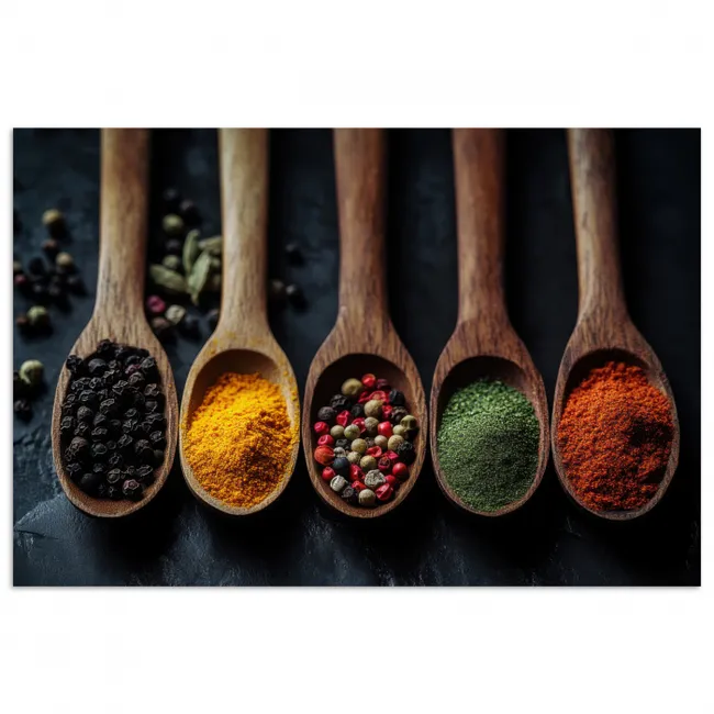 Houten - Lepels - Specerijen - Kruiden poster papier klein -3d