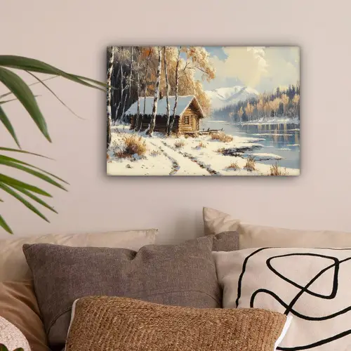 Winter - Sneeuw - Huis - Natuur canvas 2cm klein -sfeer1