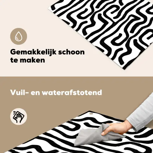 Modern - Lijnen - Zwart Inductie beschemer met haakjes klein 777 -ky-schoon-nl
