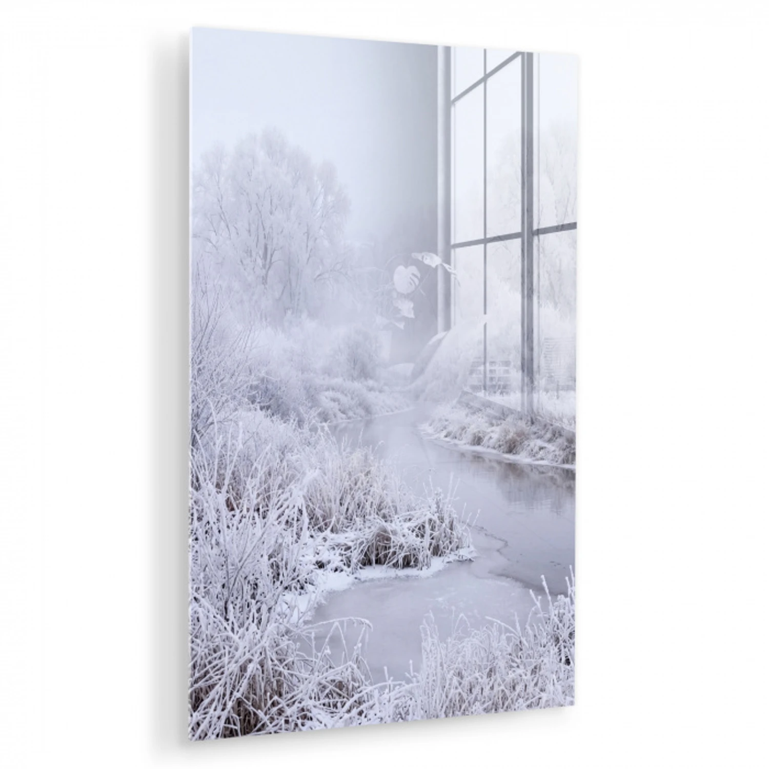 Rivier - Sneeuw - Bos - Winter - Schilderachtig plexiglas 5mm klein -zzzproduct_nieuw