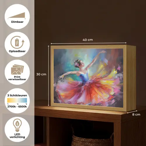 Schilderij - Olieverf - Dans - Ballerina Light Box met batterij (Wandlamp) middel -USP_websiteoverzichtNL