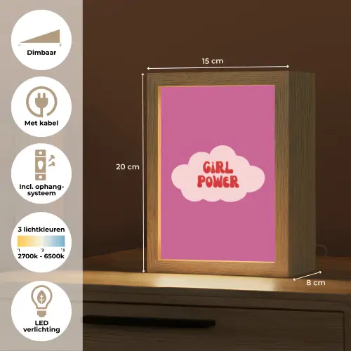Girl power - Wolk - Roze Light Box met kabel (Tafellamp) klein -USP_NL