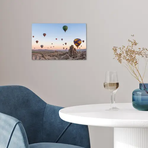 Luchtballonnen - Rotsen - Zonsopgang poster papier klein -sfeer3
