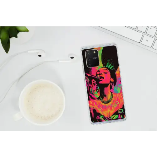 Vrouw - Microfoon - Neon Telefoonhoesje Samsung Galaxy S10 Lite klein -oordopS10Lite