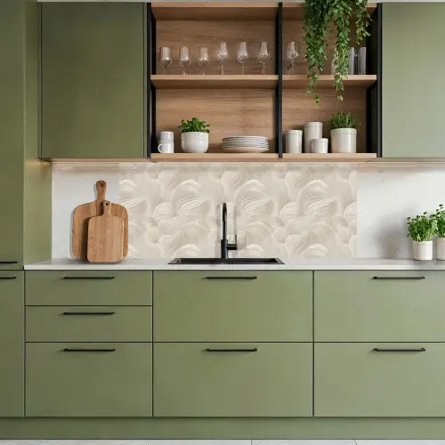 Lijnen - Waaier - Beige keuken achterwand 2 middel 871 -sfeer3