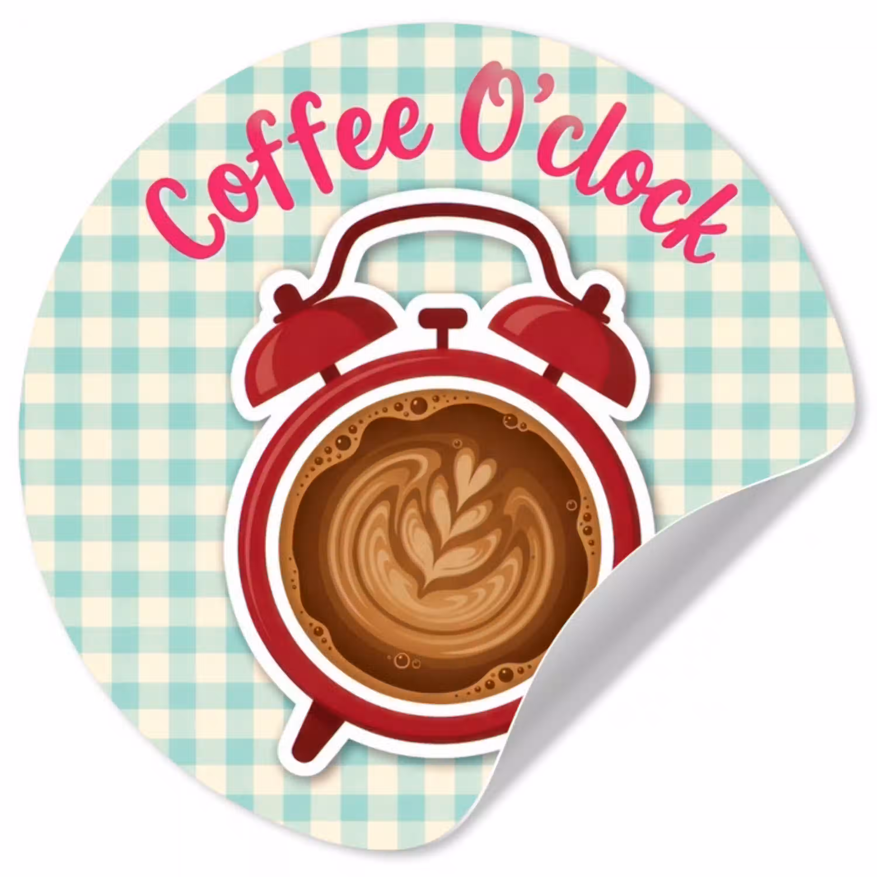 Koffie - Klok - Groen Wandcirkel behangsticker klein -3d