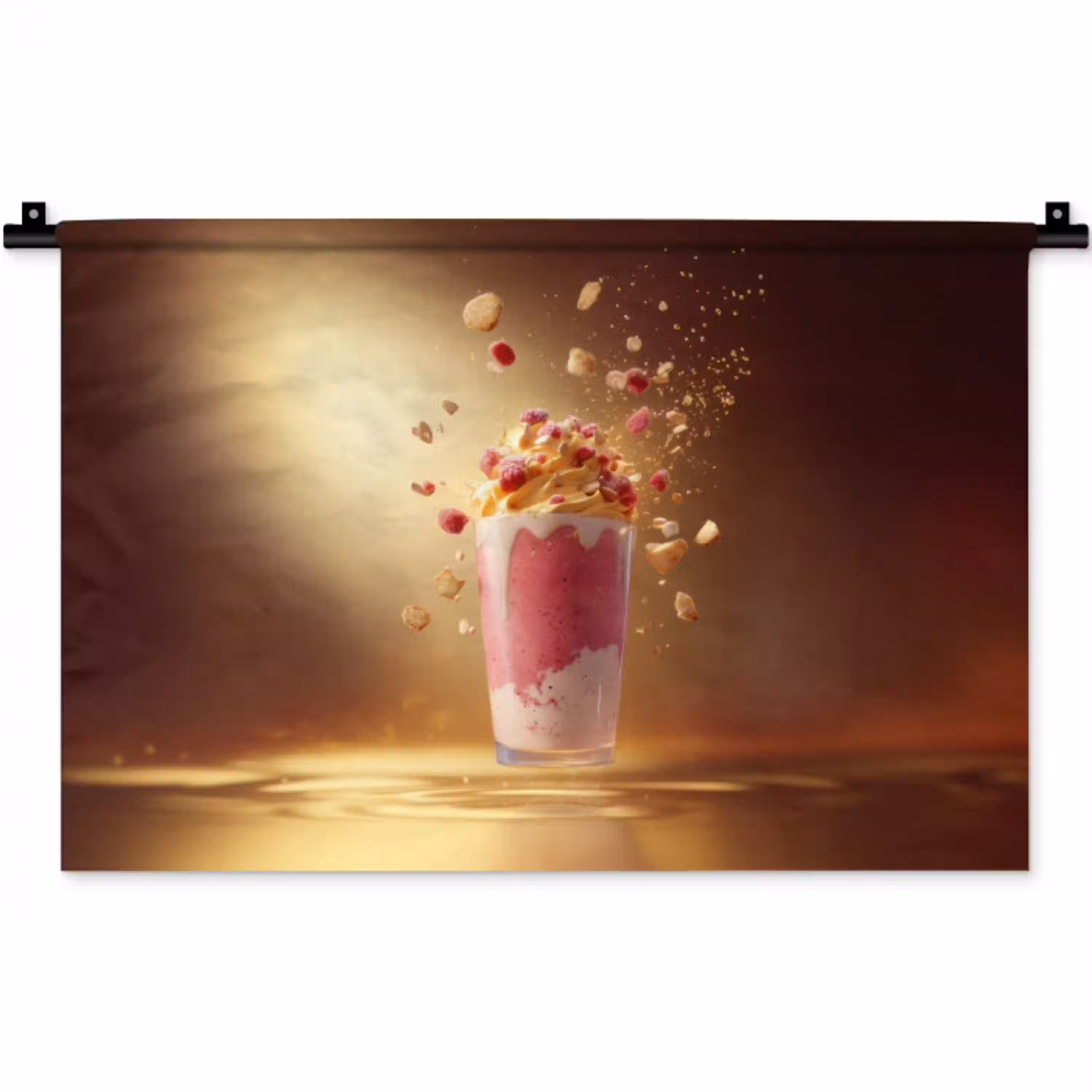 Framboos - Smoothie - Drinken - Roze Wandkleed katoen klein -zz3d