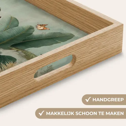 Tropisch bladerdek - Vlinders - groen - Bruin Dienblad Rechthoek middel -USP_HandgreepNL