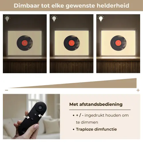 Illustratie - Vinylplaat - Beige - Vintage Light Box met batterij (Wandlamp) middel -USP_dimbaarNL