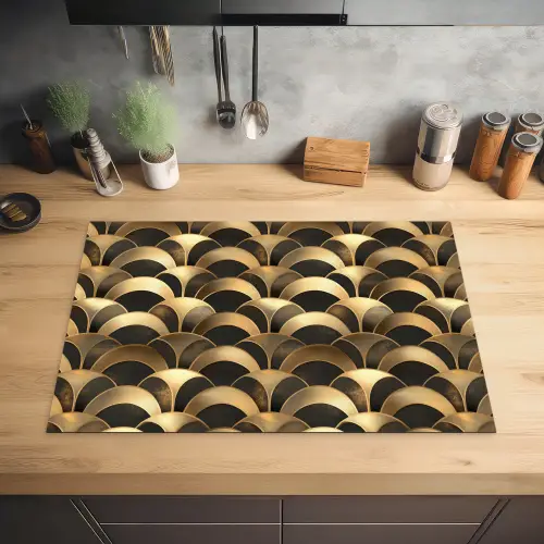 Schubben - Structuur - Goud Inductie beschermer vinyl 3mm klein 276 -sfeer5
