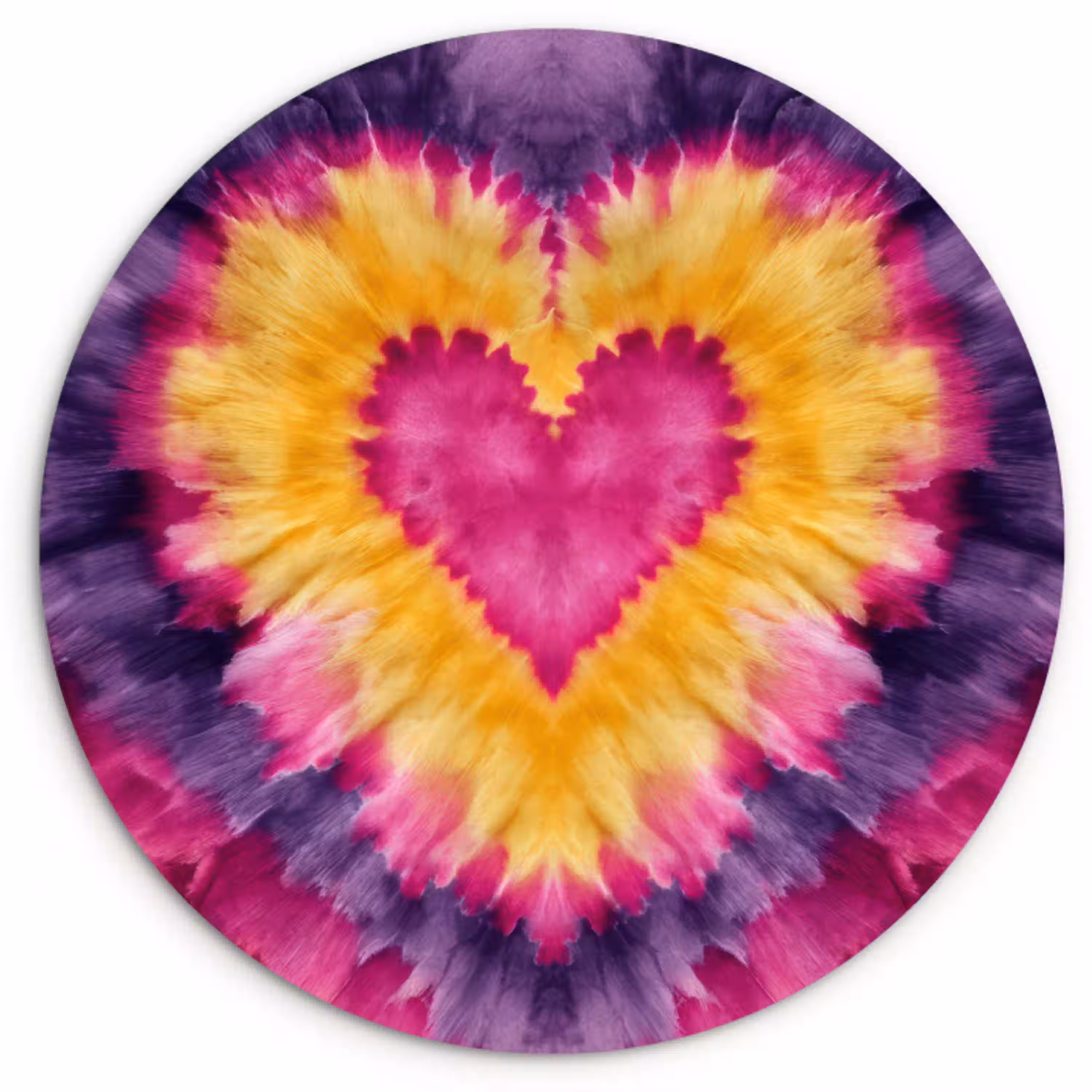 Tie dye - Hartvorm - Vlammen - Oranje Wandcirkel kunststof plaat 5mm dik klein -3d
