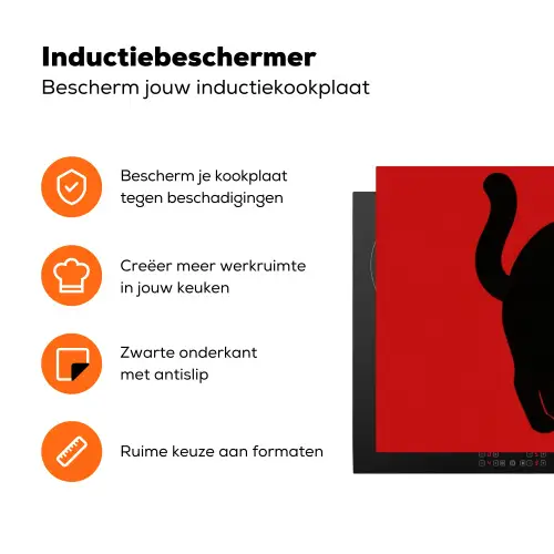 Kat - Zwart - Staart Inductie beschermer vinyl 3mm klein -zzzzzzz-td-ups