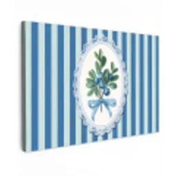Illustratie - Bessen - Blauw - Strepen Tuinposter op houten frame 2 cm dik klein -3d