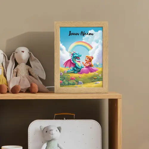 Prinses - Draak - Regenboog Light Box met kabel (Kinderlampje) klein -sfeer2_kind