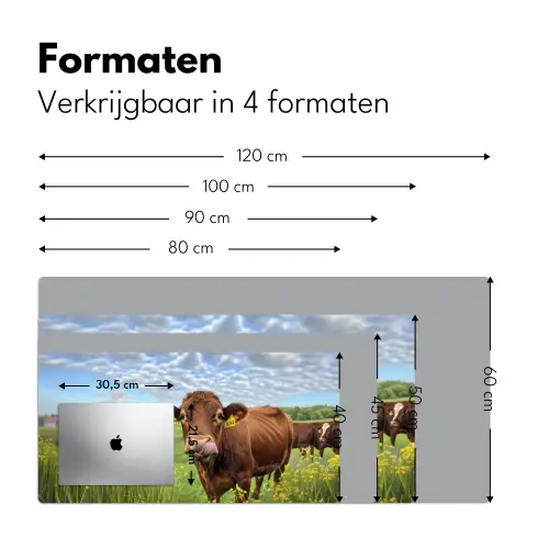 Koe - Weide - Bloemen Muismat XXL klein -sfeer5