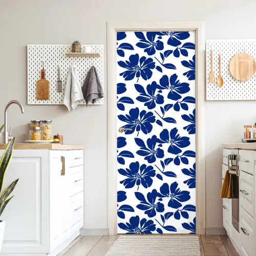 Floraal - Modern - Blauw deurposter klein 289 -sfeer5