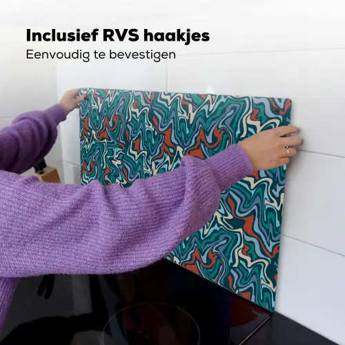 Golven - Retro - Blauw - Patroon Inductie beschemer met haakjes klein 777 -ky-ophangen-nl