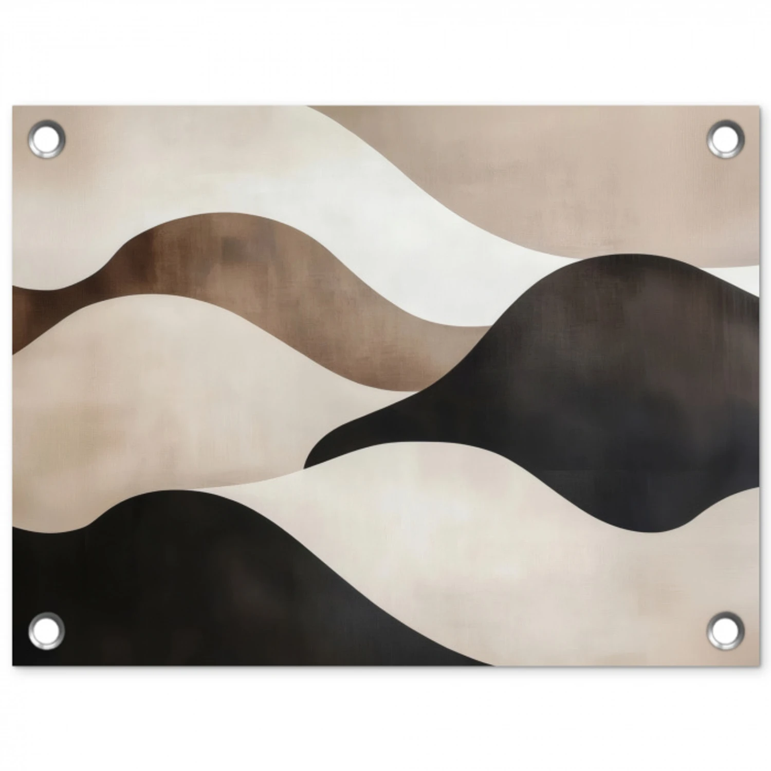 Golven - Abstract - Beige tuinposter los doek klein -3d