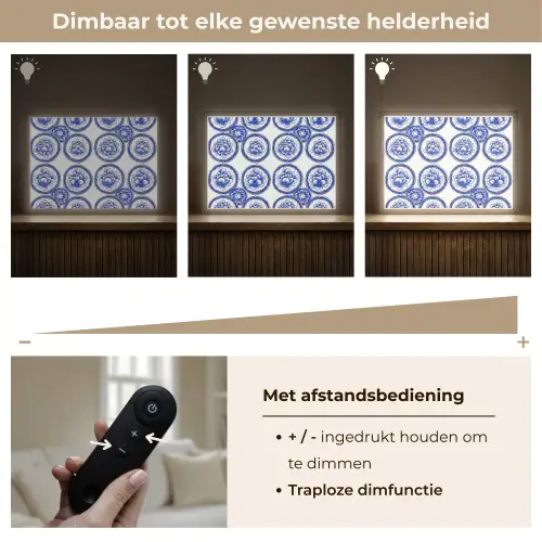 Cirkels - Bloemen - Blauw Light Box met batterij (Wandlamp) middel 907 -USP_dimbaarNL