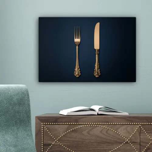 Bestek - Donkerblauw - Goud canvas 2cm klein -sfeer4