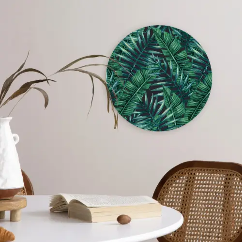 Bladeren - Tropisch - Jungle -  Natuur Wandcirkel kunststof plaat 5mm dik klein -sfeer4