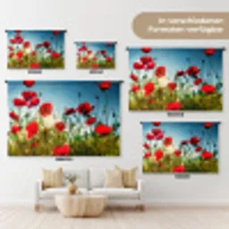 Klaprozen - Toscane - Zon - Rood - Blauw Wandkleed katoen klein -tsfeer8_DE