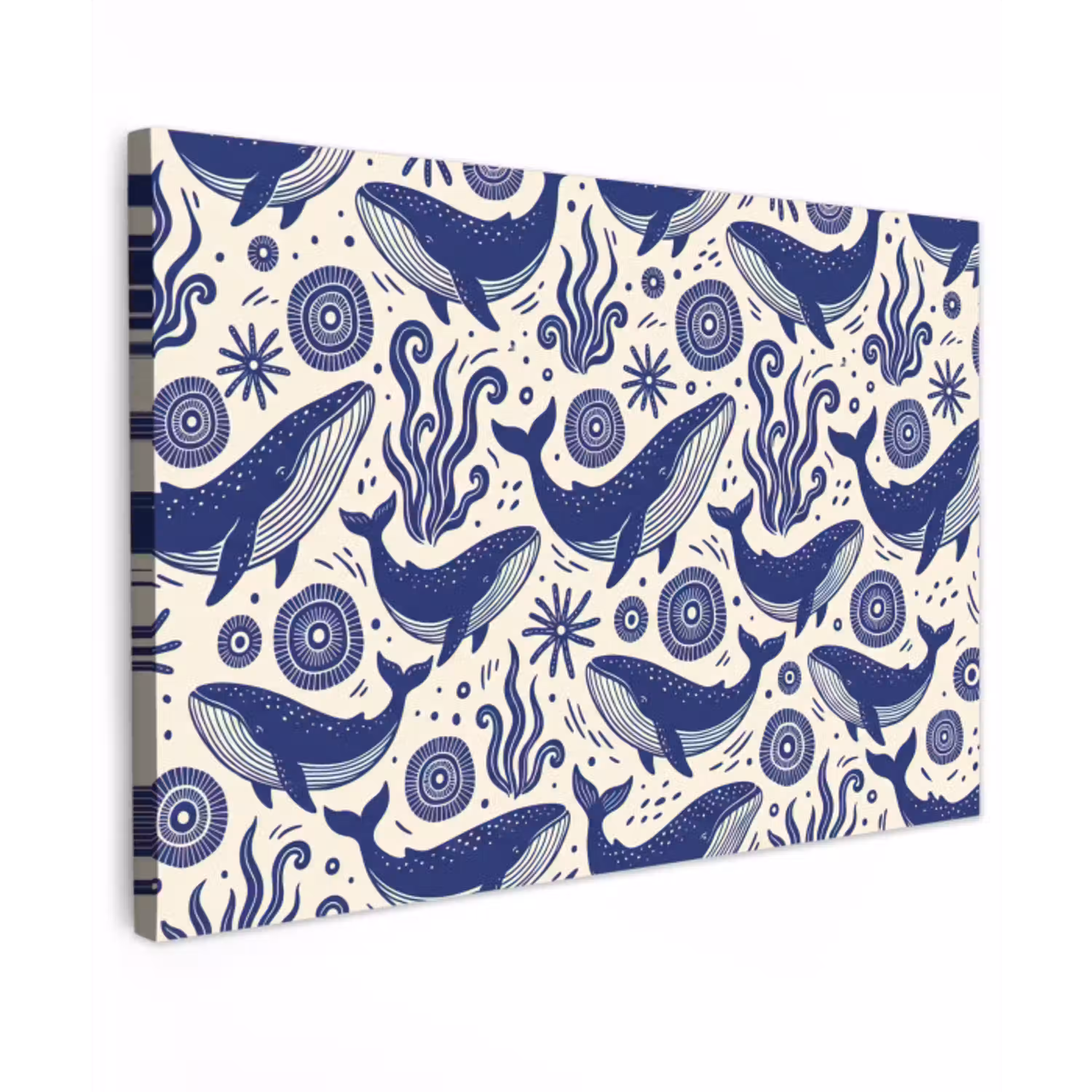 Walvis - Onderwater - Dieren - Abstract - Blauw Tuinposter op houten frame 2 cm dik klein -3d