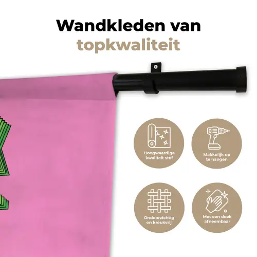 Tekst - Bold - Roze Wandkleed katoen klein -sfeer2