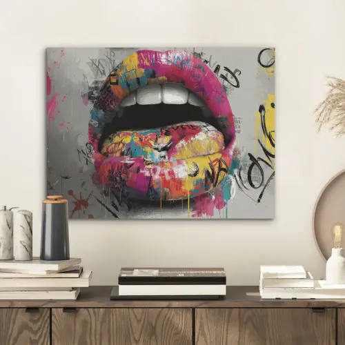 Lippen - Graffiti - Expressief PET vilt klein -sfeer1