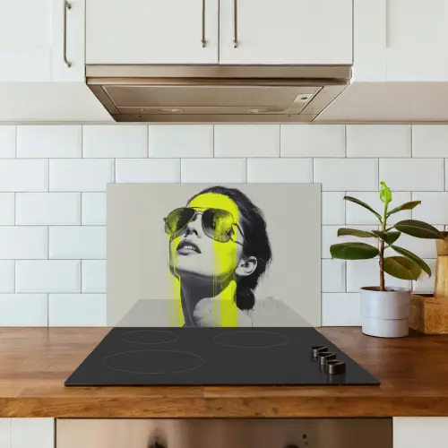 Vrouw - Bril - Verf keuken achterwand spatscherm klein -sfeer2