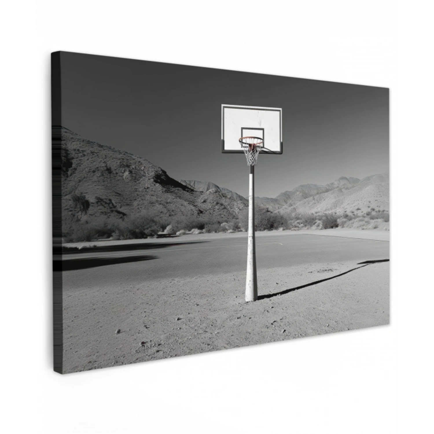 Basketbalpaal - Landschap - Zand - Wit Tuinposter op houten frame 2 cm dik klein -3d
