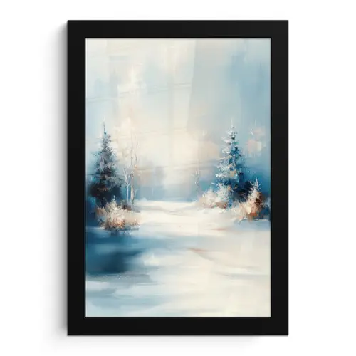 Bos - Winter - Natuur - Abstract - Sneeuw fotolijst zwart zonder passe partout klein -3d
