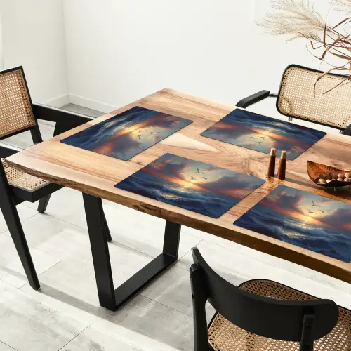 Meeuwen - Zonsondergang - Zee - Wolken Placemat vinyl groot -zzsfeer4_Kitchenyeah-website