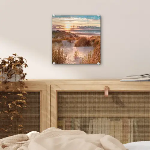 Duin - Planten - Zonsondergang - Strand - Zee plexiglas 5mm klein -sfeer4