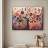 Boom - Paars - Abstract - Kunst Textielframe - compleet frame klein -sfeer2