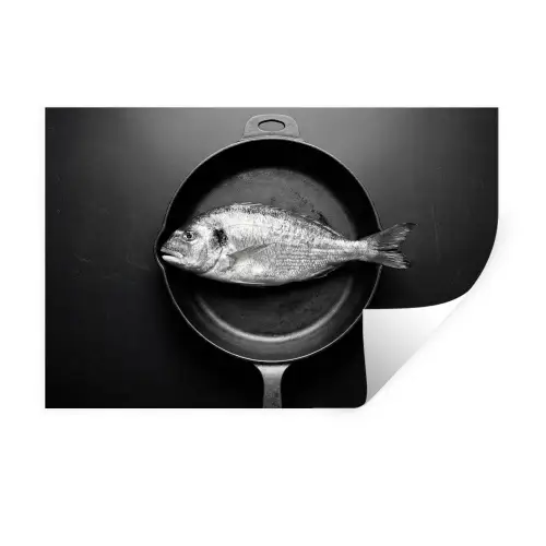 Pan - Vis - Zwart - Wit Muursticker klein -3d