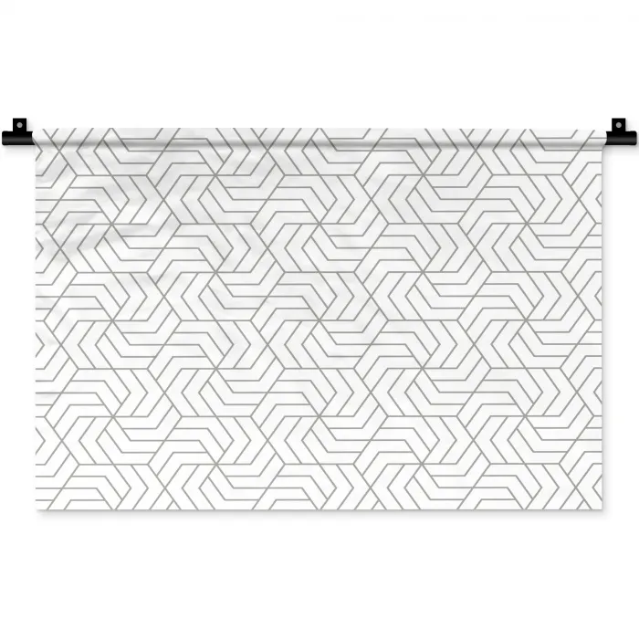 Geometrie - Lijn - Zwart - Wit - Patroon Wandkleed katoen klein 269 -zz3d