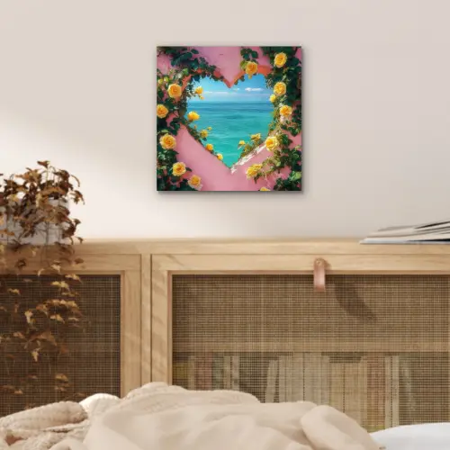 Hart - Zee - Muur aluminium wit klein -sfeer3