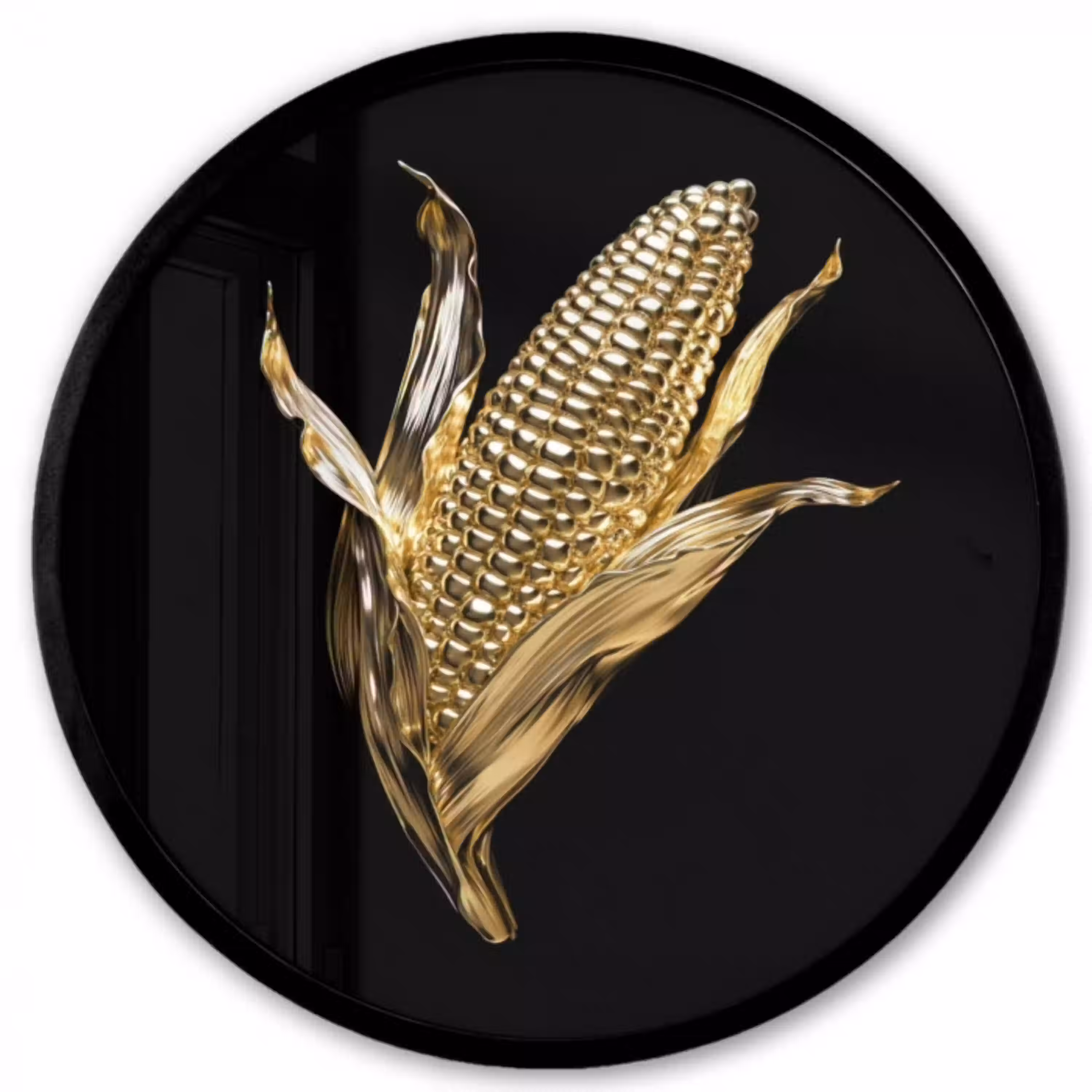 Mais - Eten - Goud - Zwart Fotolijst rond zonder passe partout klein -3d