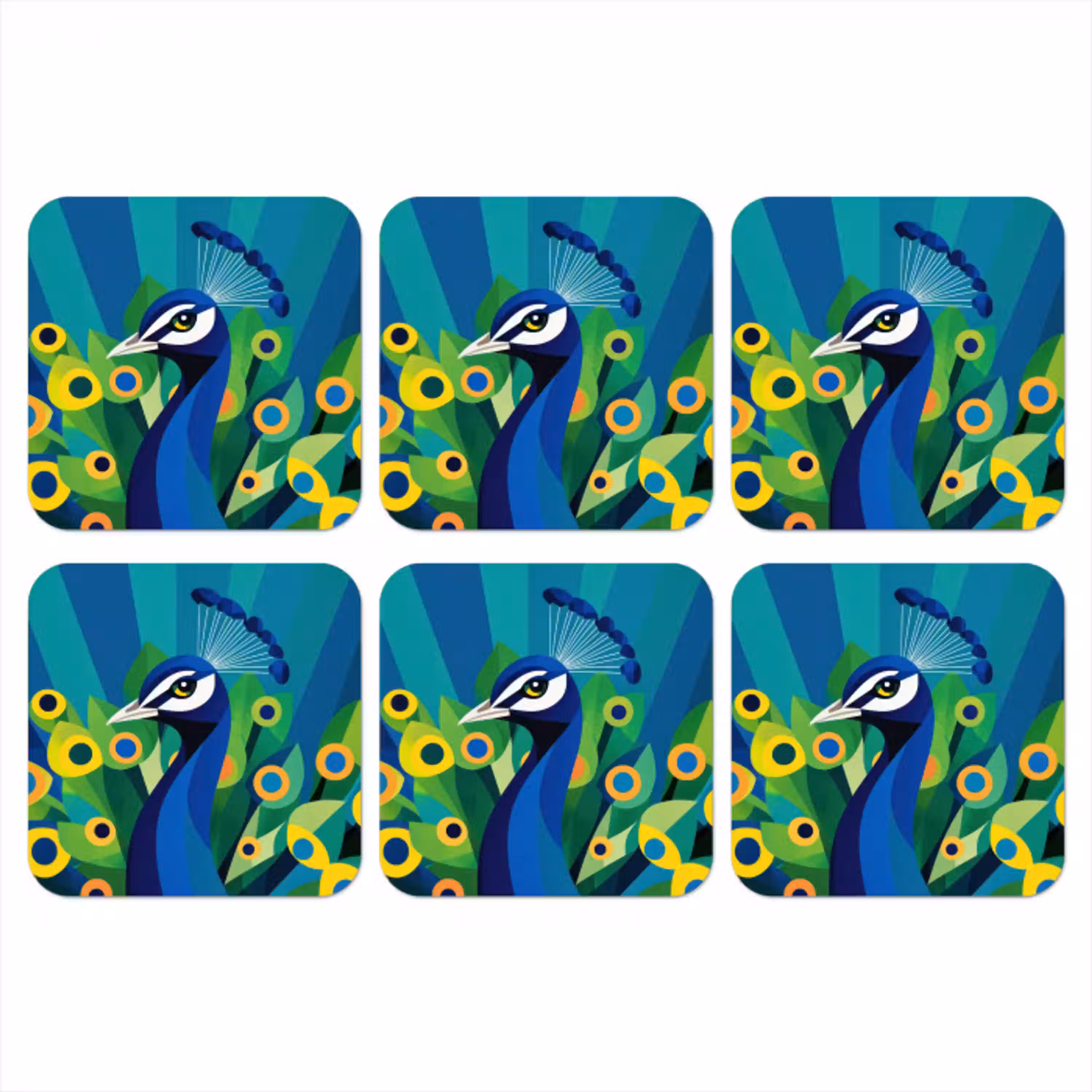 Pauw - Cirkels - Blauw onderzetter kurk middel -3d